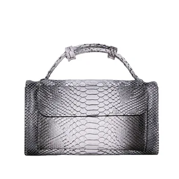

Gray Large Phone Wallet Bag Snake Pattern Lady Chain Cross Body 6 Inch Phone Bag Snake Leather Bags Women Hand Bag