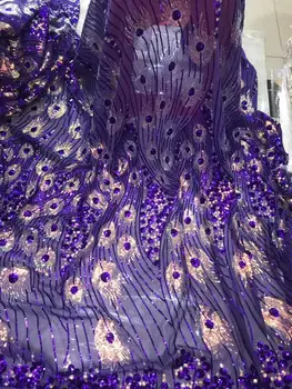 

Burgundy Color Sequins Net Lace Fabric 2019 High Quality African Mesh Wedding Bride Dress Sewing Sequined Embroidered Material