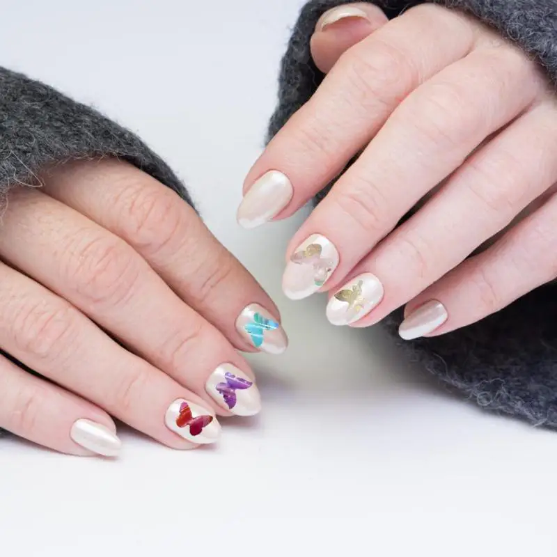 8 шт./компл. бабочка лазерный Nail Art Стикеры простота безопасности нежный дизайн самоклеящаяся DIY Декор для маникюра наклейка