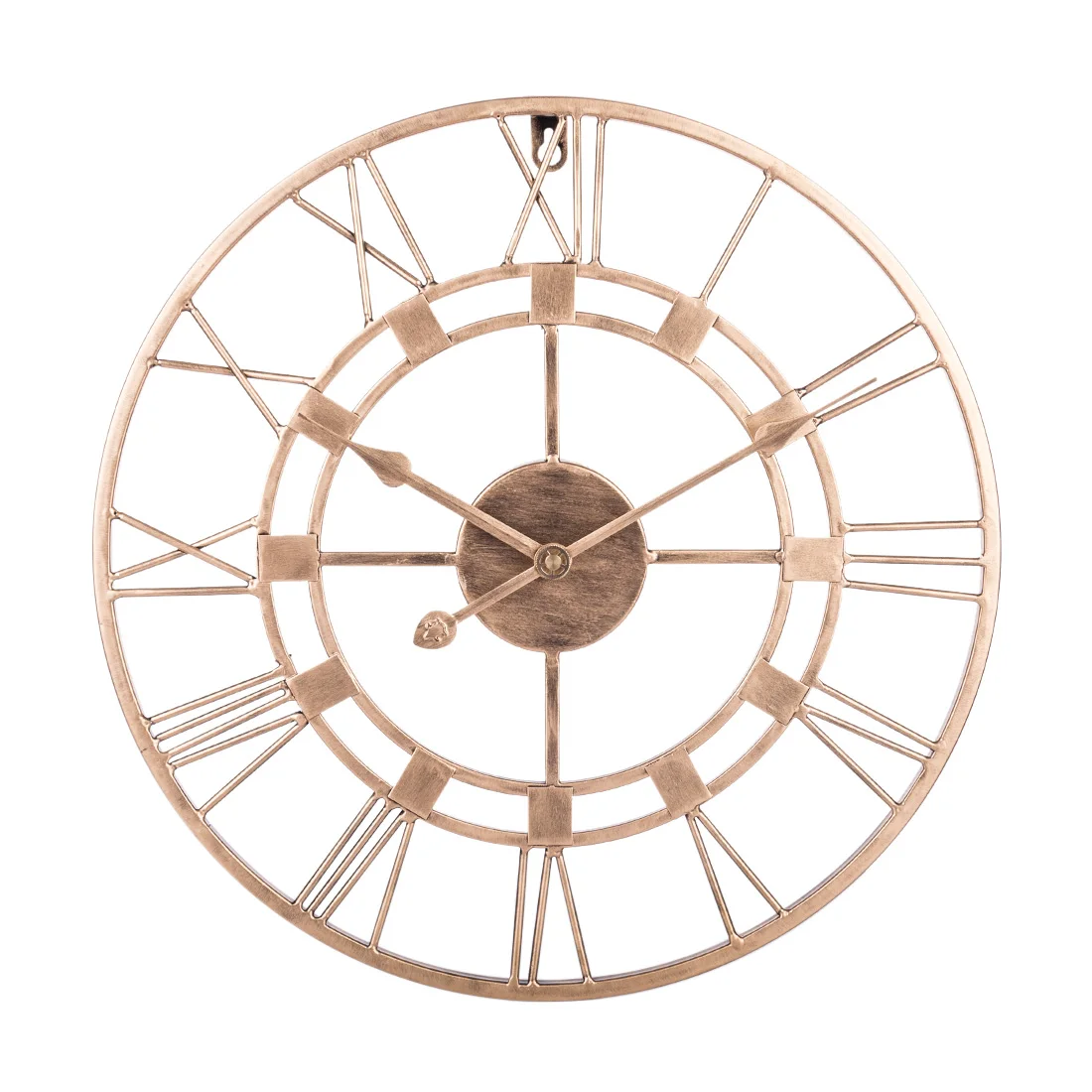 

40cm 3D Iron Art Roman Numerals Clock Silent Wall Clock for Home Decor - Retro Silver