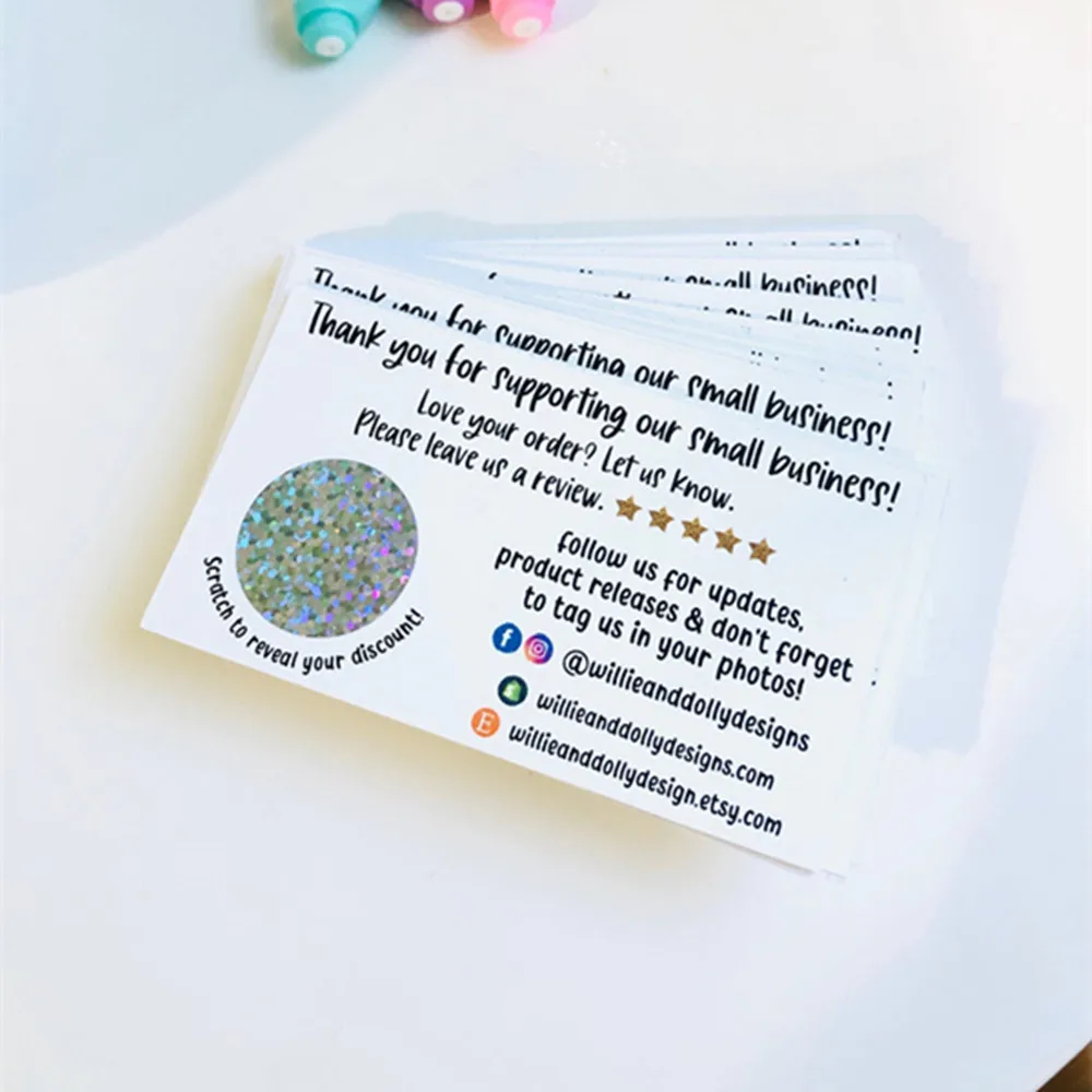 Personalized Social Media Cards, Custom Thank You Scratch Off Cards, Small  Business Review Card,business Name Card - Cards & Invitations - AliExpress