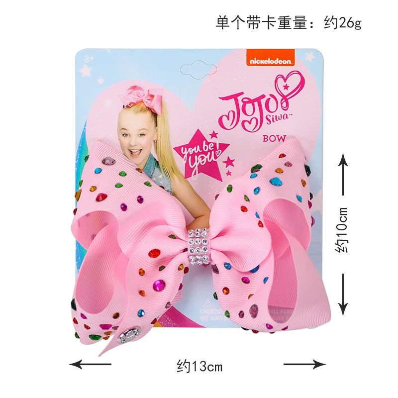 " jojo siwa заколка для волос для малышей Большой Jojo бант зажим для волос ручной работы Crtstal лента для волос со шпилькой аксессуары для плетения волос для детей