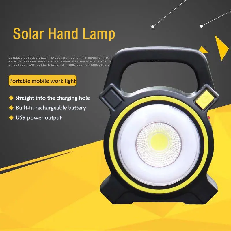 

Portable Mobile Work Light Solar Charging Flood Light USB Outdoor Cob LED Campsite Lamp Wide-angle Work Light