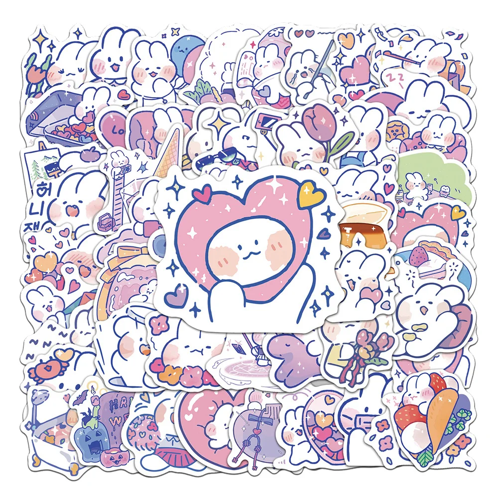 50pcs Soft Cute Rabbit Stickers For Notebooks Stationery Laptop Kscraft Pink Sticker Scrapbooking Material Scrapbook Supplies