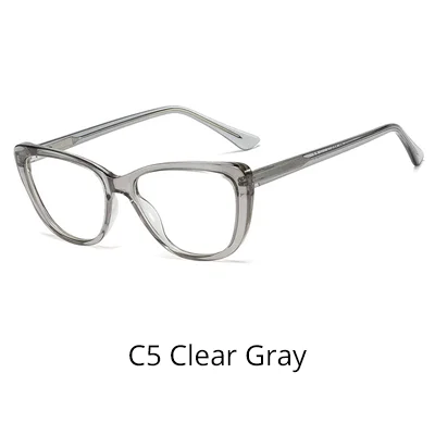 C5 Clear Gray Ralferty Новые прозрачные очки для женщин Кошачий глаз оптические очки по рецепту TR90 CP регулируемые весенние дужки женские очки f9363 - Цвет оправы: C5 Clear Gray