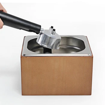 

Coffee Knock Box Stainless Steel Wood Coffee Grounds Container Box Barista Coffee Residue Bucket Grind Waste Bin