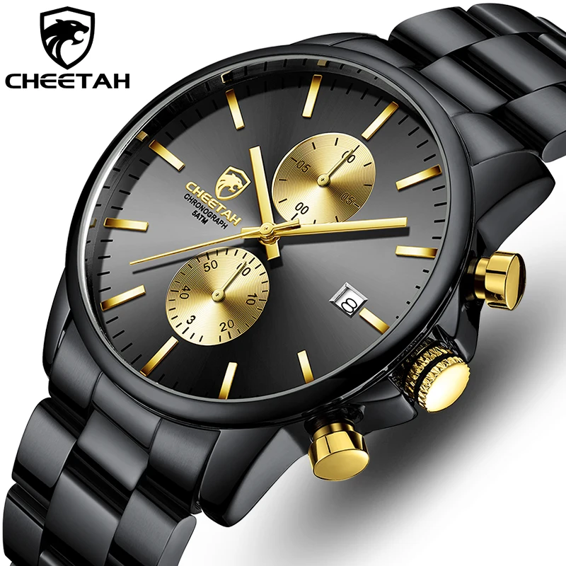 CHEETAH мужские часы с ремешком из нержавеющей стали роскошные деловые