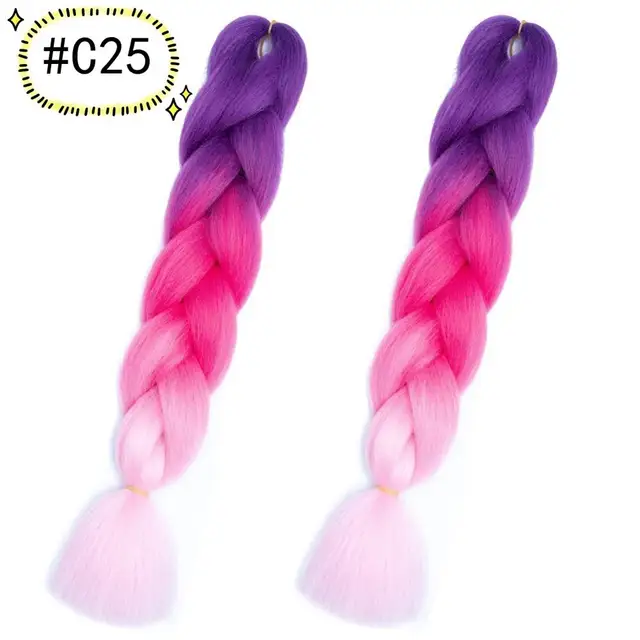 Jumbo Braiding Hair Extensions Kanekalon Braiding Hair 24 Inch Ombre Multiple Tone Colored Synthetic Hair for Women C25
