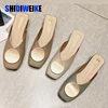 2022 Brand Designer Women Slippers Slip On Mules Flat Heel Casual Shoes British Buckle Slides Wooden Block Heels Summer Footwear ► Photo 1/6