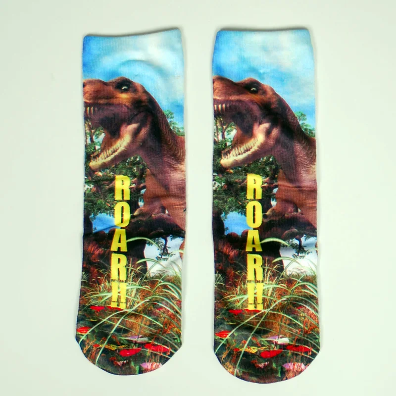 Милые женские носки с объемным принтом, 24 цвета, модные забавные короткие женские носки в стиле Харадзюку, носки в стиле хип-хоп - Цвет: Dinosaur