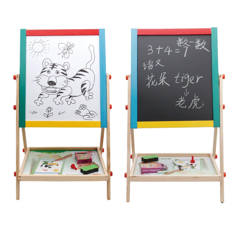 

Wooden Magnetic Two-in-One CHILDREN'S Drawing Board Educational Early Education Blackboard Non-toxic Tasteless Graffiti Painted