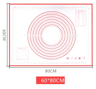 Многоразовый силиконовый коврик для выпечки Эко-коврик для раскатки теста большой антипригарный коврик для духовки Кондитерские аксессуары инструменты новые - Цвет: 60x80cm Red