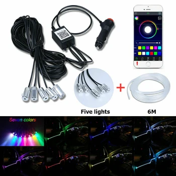 

Flexible Car Atmosphere Lamp APP Sound Control Color (RGB) Mode Automatic In Interior Ambient Light Decorative Lamp Strip