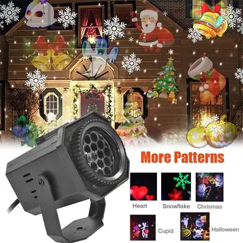 

LED Colorful Projection Lamp Christmas Snowflake Pattern Projection Light Projector CLH@8