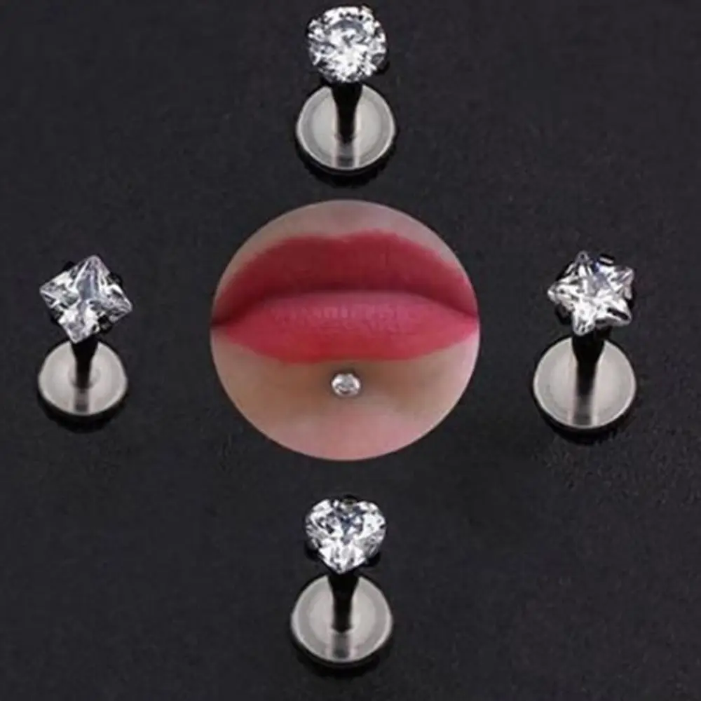 Серебро Модная бижутерия для тела мода губ серьги, Надеваемые На ушной хрящ губ Бар серьги-гвоздики с украшением в виде кристаллов спирали верхней 8 мм, Лидер продаж