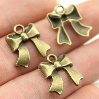 

WYSIWYG 8pcs 17mm Vintage Tie Bow Pendants Charm For Jewelry Making Antique Bronze Color Bow Pendants Charm Bow
