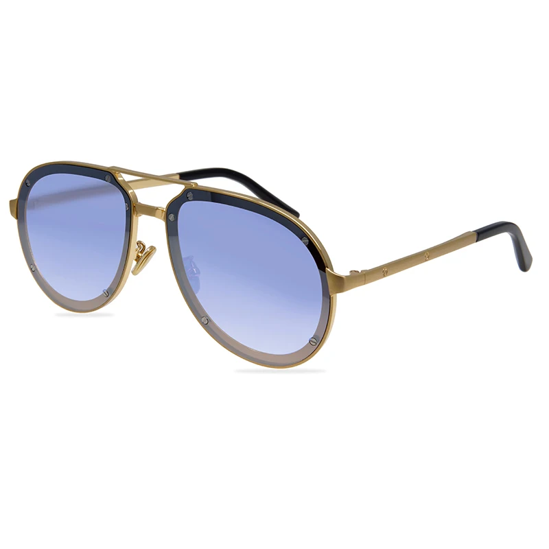 Gold Blue Mirror Eoome новейший модный дизайн Роскошные Металлические мужские солнцезащитные очки высокого качества в форме пилота УФ 400 с бесплатным Чехол - Цвет линз: Gold Blue Mirror
