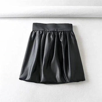 

High Waist Mini Skirts Womens Streetwear Black Satin Skirt Vintage Ladies Korean A Line Skirts Zipper Casual Ruched Skirts 2020