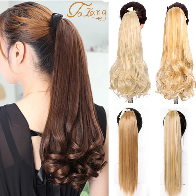 

TALANG Long Wavy Synthetic Ponytail Extensions Clip-in Pony Tail Drawstring Natural Hair Extension Heat Resistant Hair Pieces
