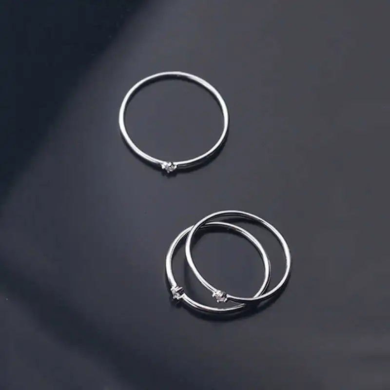 Real 925 Sterling Silver Zircon Geometric Ring For Fashion Women Party Cute Fine Jewelry Minimalist Accessories Gift SOFTPIG silver ring,silver rings