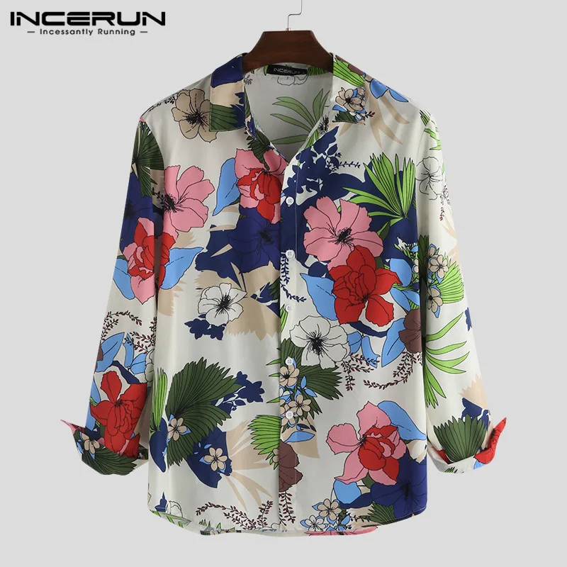 INCERUN Fashion Floral Print Men Long Sleeve Shirt Chic Turn-down Collar Vintage Casual Brand Shirts Men Camisa Masculina 2020 INCERUN Fashion Floral Print Men Long Sleeve Shirt Chic Turn-down Collar Vintage Casual Brand Shirts Men Camisa Masculina 2020