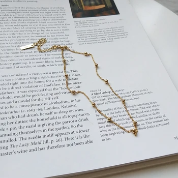 

Gold Ball Chain Necklace Real 925 Sterling Sivler Gold Color Choker Necklace Mental Necklace Fashion Women 925 Silver Jewelry