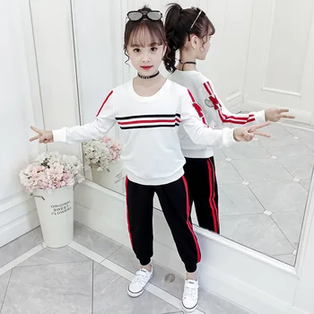 

Cuhk Children's Set Spring Girl Long Sleeve Sweatshirt And Pants Two Piece Girls Tracksuit Pullover Cotton Blended Girls Outfits