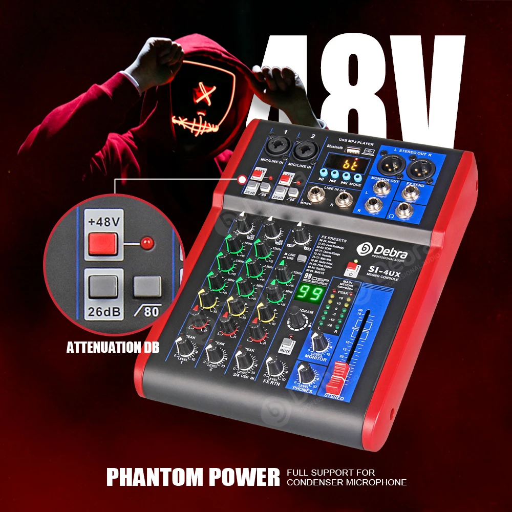 4 канальный DJ контроллер Debra Pro с 99DSP эффектом реверберации Bluetooth 5 0 USB микшер для