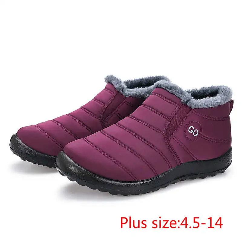 Г., сохраняющие противоскользящую подошву, водонепроницаемые зимние сапоги женские теплые зимние сапоги с плюшевой подкладкой однотонная женская обувь, большие размеры