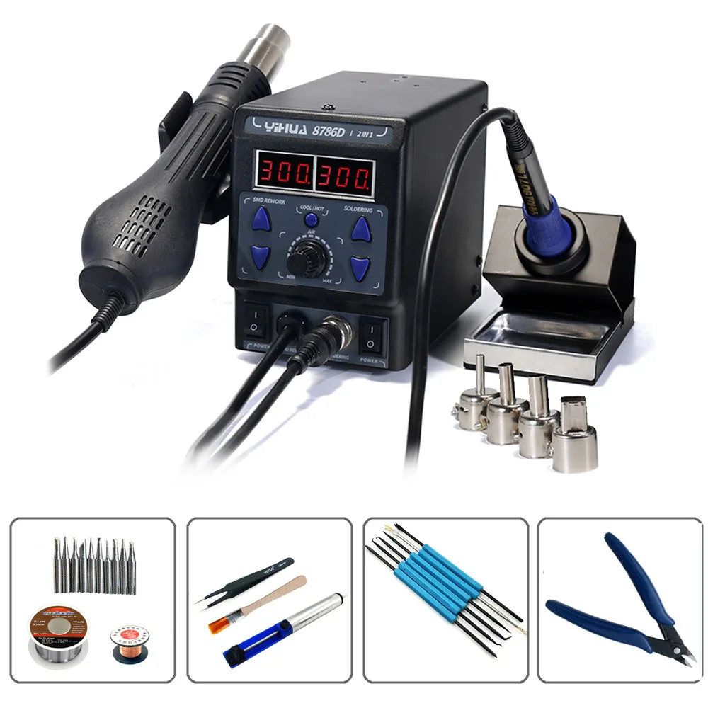 

YIHUA 8786D-I 2 in 1 Digital Display Rework Soldering Station BGA Welding Machine Circuit Repair Heat Gun Has Hot And Cold Air