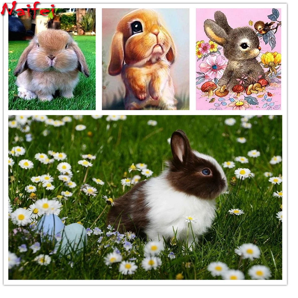 5D алмазная картина Love Rabbit And Daisie полностью квадратная дрель 3D Вышивка крестом