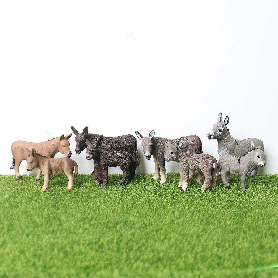 Simulation Standing Donkey Figure Wildlife Model Figurines Playset Kids Toys 