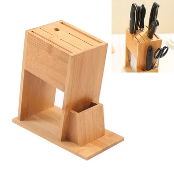 

Wood Knife Holder Bamboo Knife Block Stand Knives Storage Shelf Rack Storage Box Organizer Kitchen Accessories Tool