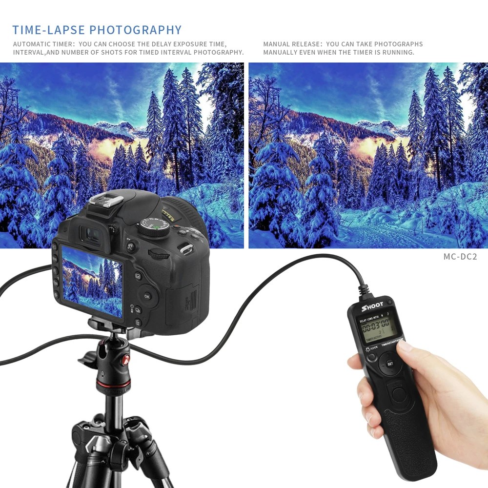 Пульт дистанционного спуска затвора для камеры DSLR с таймером для Nikon D3100 D3200 D90 D600 D5000 D7000 D7100 SLR Cam с дистанционным управлением