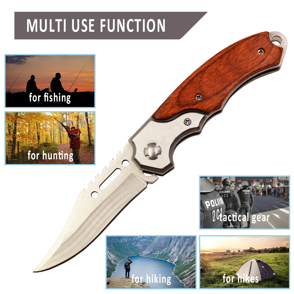 

LED Knife CS Steel Black Fixed Blade Folding Pocket Tactical Survival Camping Knives EDC Tools Tactical Knife