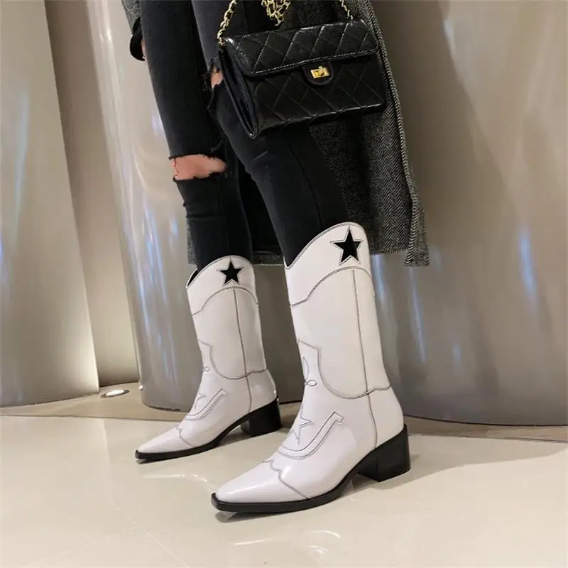 Scarpe donna/зимняя женская обувь; ботинки в западном стиле; черные модные женские ботинки без застежки с острым носком; женская обувь; botas mujer