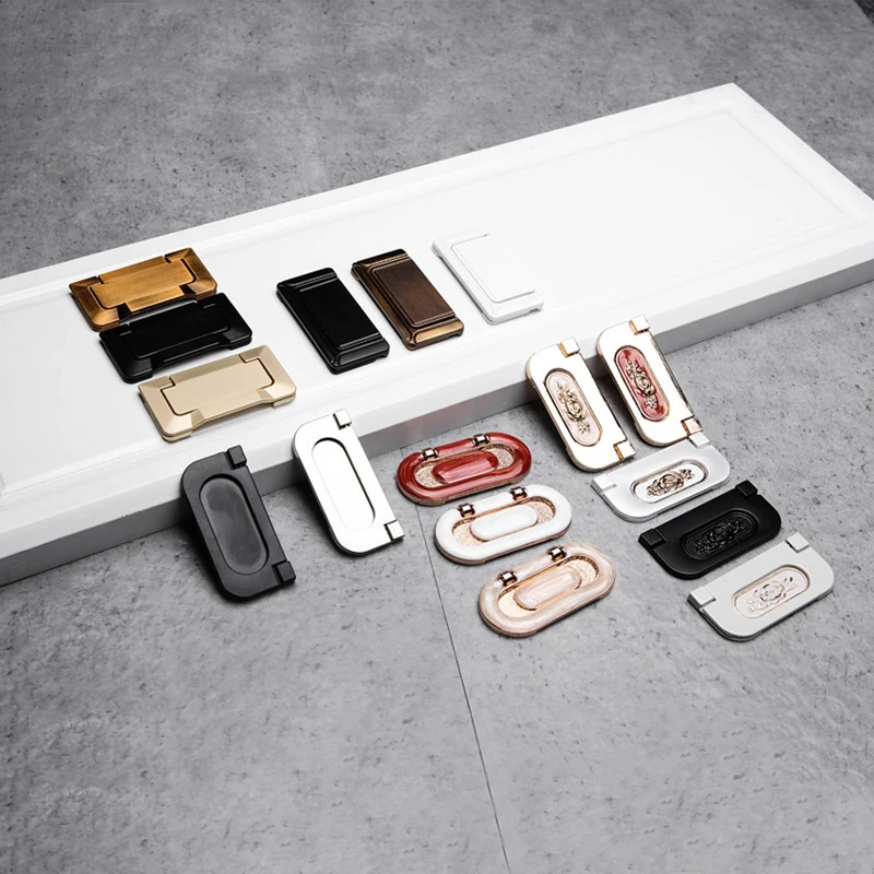 Zinc Alloy Modern Embed Knobs Kitchen Cabinet Pulls (3)