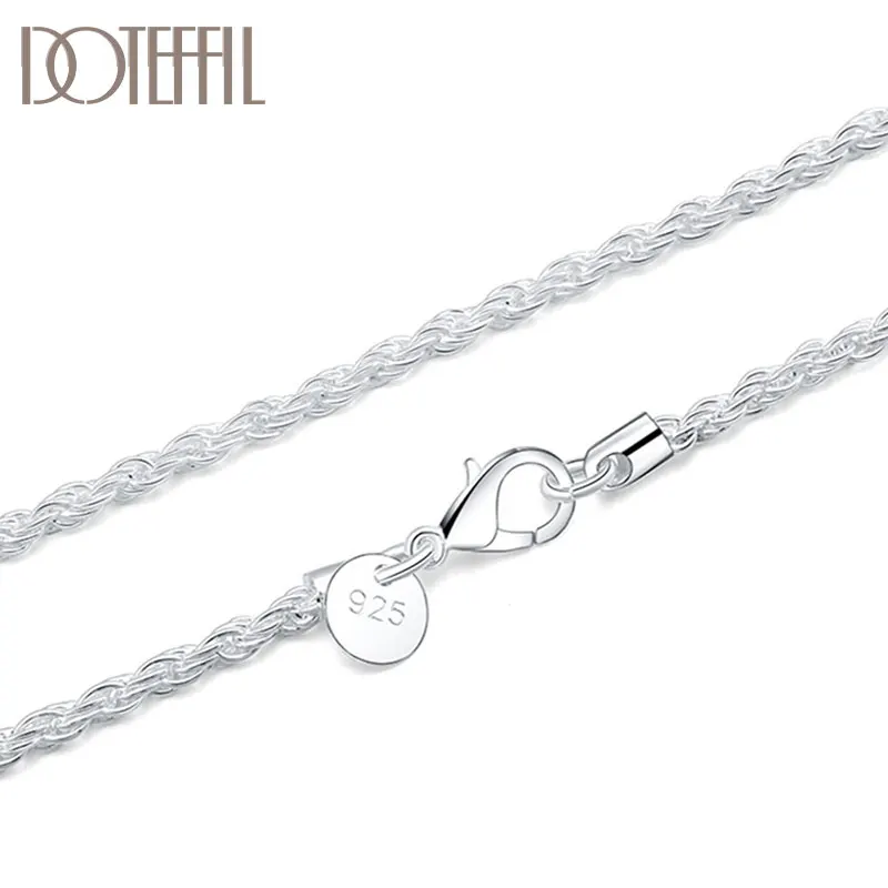 Hemp-Rope Chain Necklace Jewelry Wedding-Charm 925-Sterling-Silver DOTEFFIL Women Fashion
