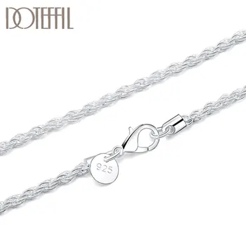 

DOTEFFIL 925 Sterling Silver 16/18/20/22/24 Inch 3mm Hemp Rope Chain Necklace For Women Fashion Wedding Charm Jewelry