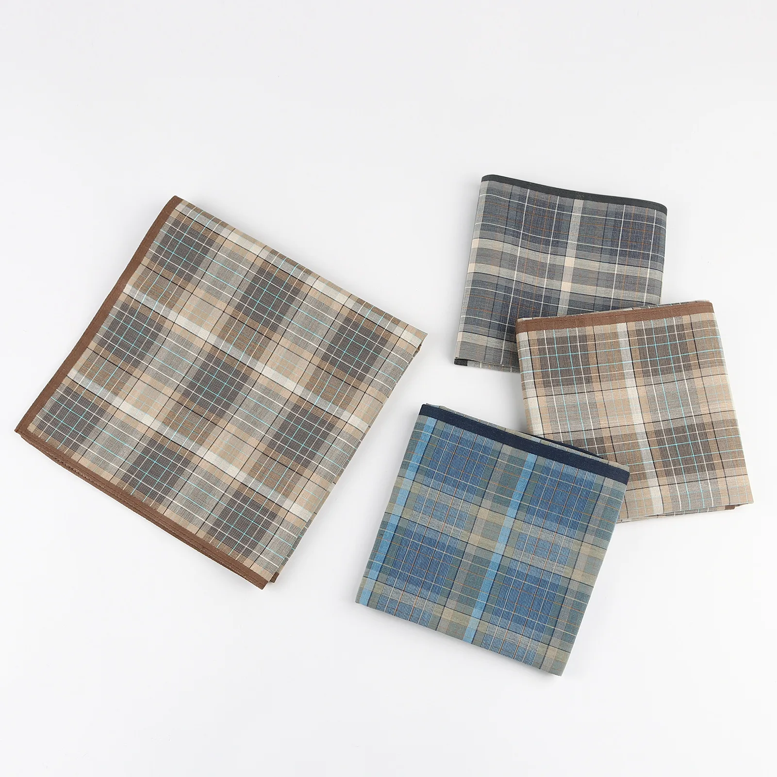 Pocket Square Mini Handkerchief 6/12PCs Men's Handkerchief Cotton Square Dark Grid Mixed Tri-Color Classic Vintage Business Checked Multicolor Gentleman Pocket
