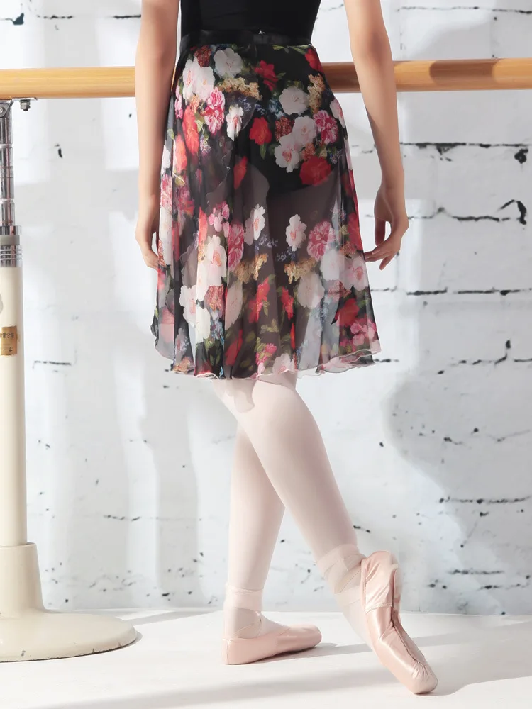

Printed Leotards Outdoor Chiffon Ballet Tulle Skirt Female Body Suit One Slice Women's