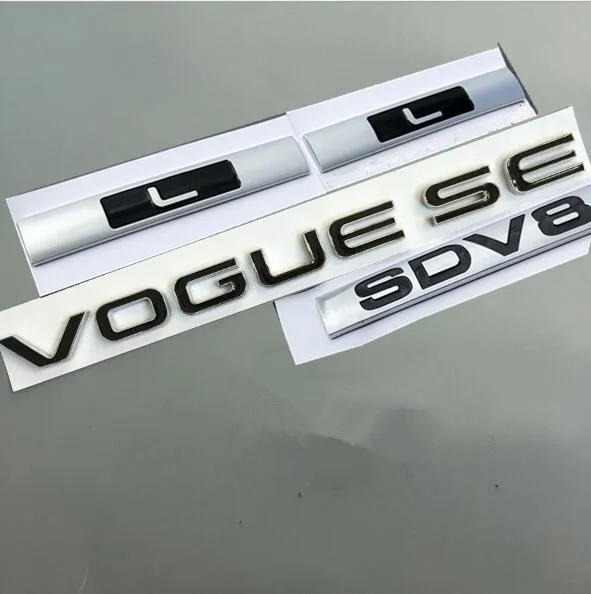 L SDV8 SCV6 Эмблема письмо бар для Range Rover VOGUE VOGUESE Расширенный Executive Edition автомобиля боковой край эмблема на багажник Стайлинг наклейка - Название цвета: 4pcs SDV8 black VOG