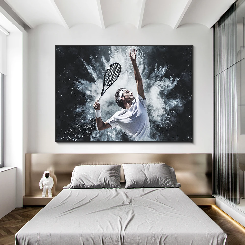 テニスプレーヤーポスター現代スポーツウォールアート フェデラーキャンバスプリント絵画家の装飾の写真リビングルーム壁の装飾 Painting Calligraphy Aliexpress