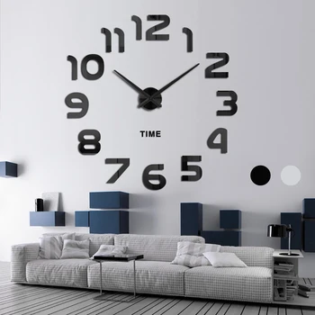 

New Clock Watch Wall Clocks 3d Diy Acrylic Mirror Stickers Home Decoration Living Room Quartz Needle