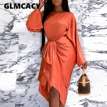Женское платье миди с рукавами летучая мышь, с завязками спереди, повседневное, Осеннее, для вечеринки, для клуба, Vestidos, элегантное, OL, для работы