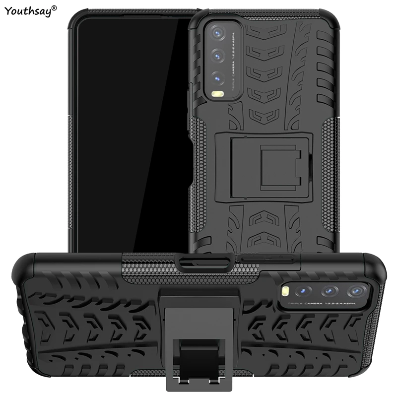 

For Vivo Y20 Case For Vivo Y20 Cover Robot Kickstand Silicone Rubber Armor Invisible Stand Protector Case For Vivo Y20 Case