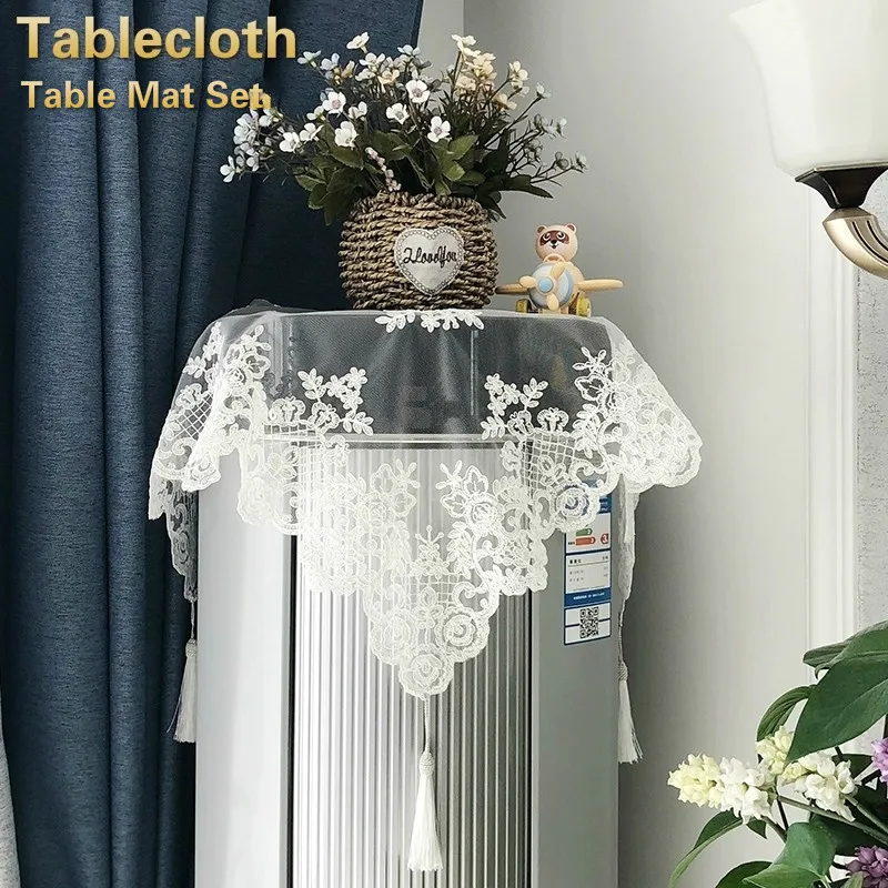 

European Lace Embroidery Pendant Kitchen Tablecloth Large Cover Cloth Balcony Bedroom Small Round Table Mat Christmas Decoration