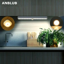 ANBLUB движения PIR Сенсор светодиодный под кабинет Ночной светильник шкаф прикроватная лампа для дома шкаф Лестницы Кухня прихожей