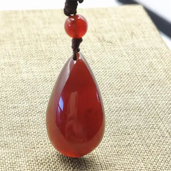 

28x16x8mm Natural Garnet Orange Red Crystal Water Drop Pendant Women Men Fashion Jewelry Necklace AAAAA