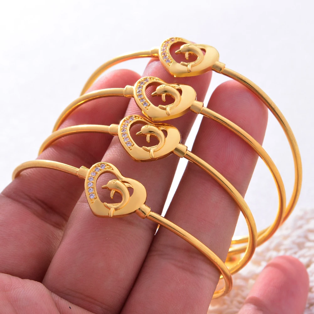 Wando 4 шт. дельфины детские браслеты для маленьких девочек золотой Дубай Свадебный